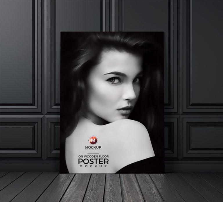 Download Indoor Poster On Wooden Floor PSD Mockup » CSS Author