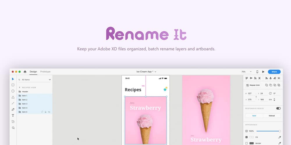 10+ complementos útiles de Adobe Xd 2 Renombrarlo - Adobe Xd Plugin