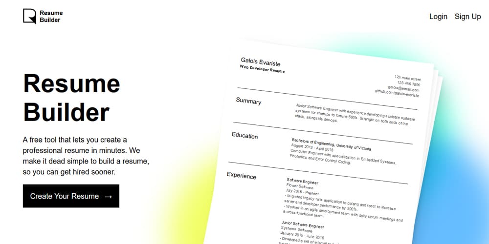 resume builder site for free