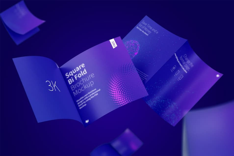 Download FREE Floating 3K Square Bi Fold Brochure Mockup » CSS Author