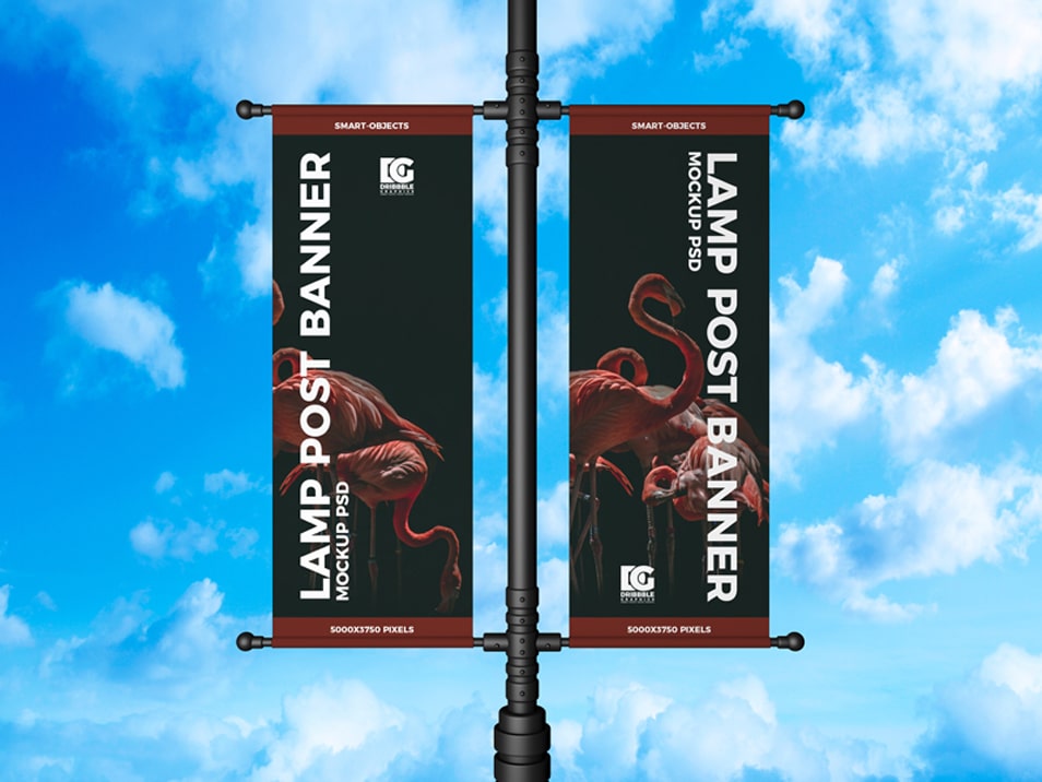 Download Free Lamp Post Banner Mockup Psd Css Author PSD Mockup Templates