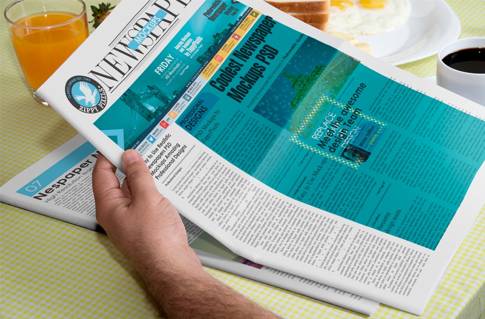 Download Free PSD Handheld Full Size Newspaper Mockup » CSS Author