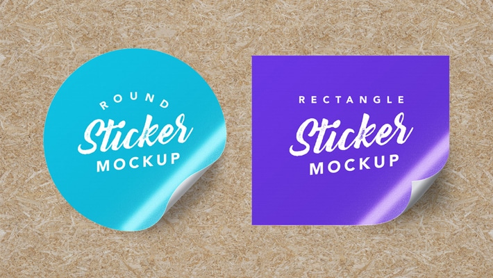 Download Free Textured Round & Rectangle Sticker Mockup PSD » CSS Author