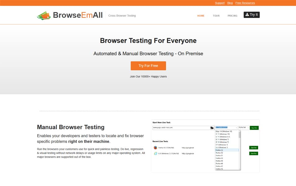 BrowseEmAll - Cross-Browser Testing Tools
