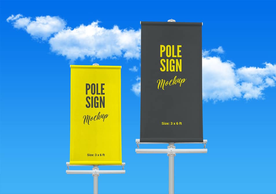 Download Free Outdoor Advertising Modern Street Pole Banner Mockup PSD » CSS Author