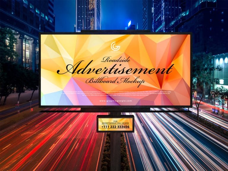 Download Free Roadside Outdoor Advertisement Hoarding-Billboard Mockup PSD » CSS Author