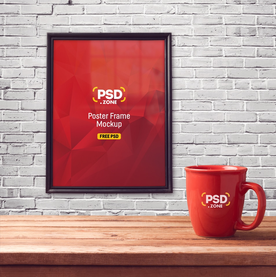 Download Poster Frame With Mug Mockup PSD » CSS Author