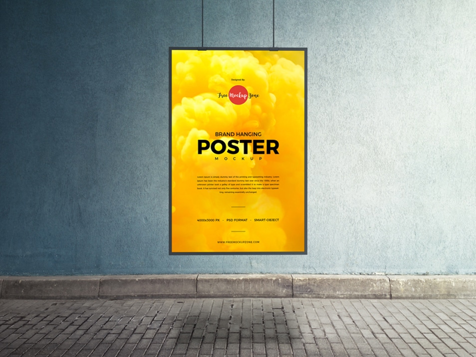 Download Free Brand Hanging PSD Poster Mockup Design » CSS Author