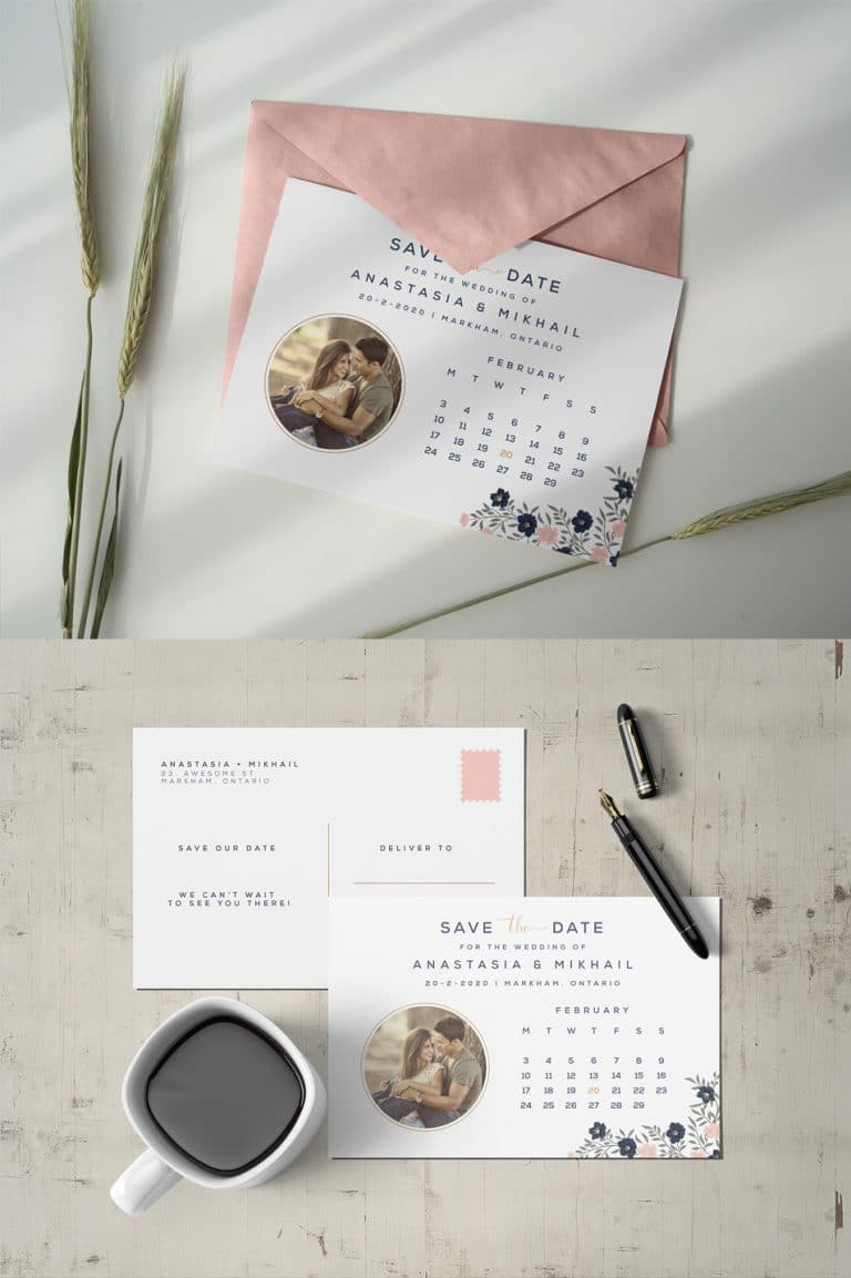 Download Free Save The Date Postcard Design Template & Envelope Mockup PSD » CSS Author
