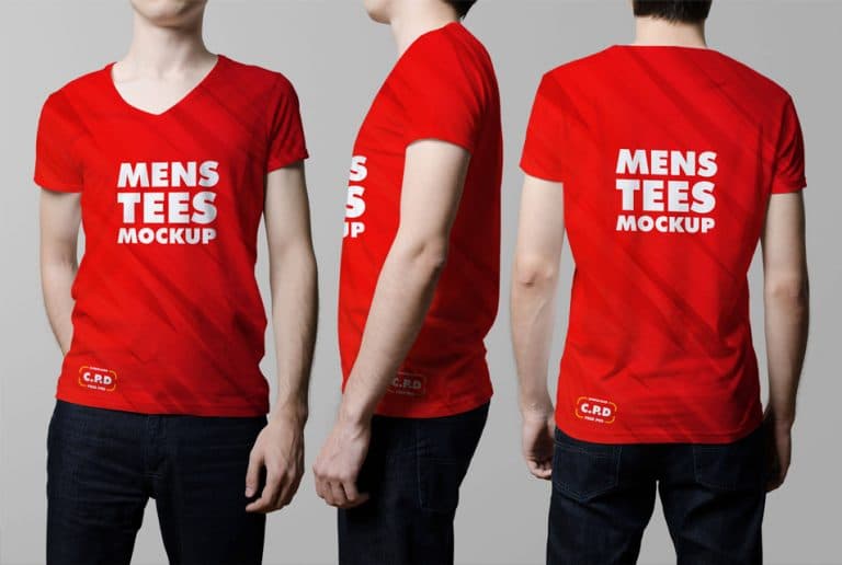 Download V-Neck Male T-Shirt Mockup Free PSD » CSS Author