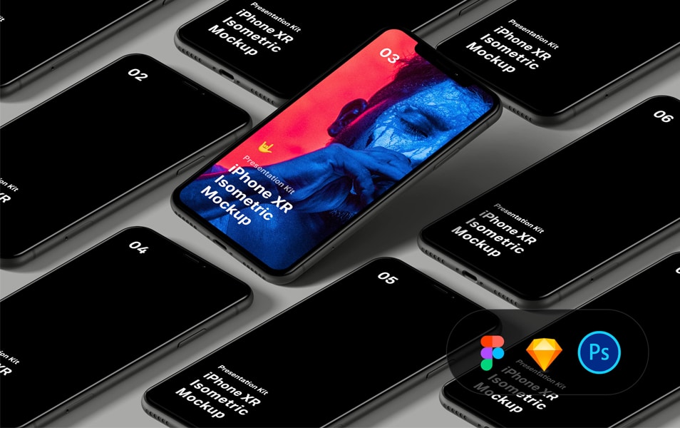 Free Isometric iPhone XR Mockup
