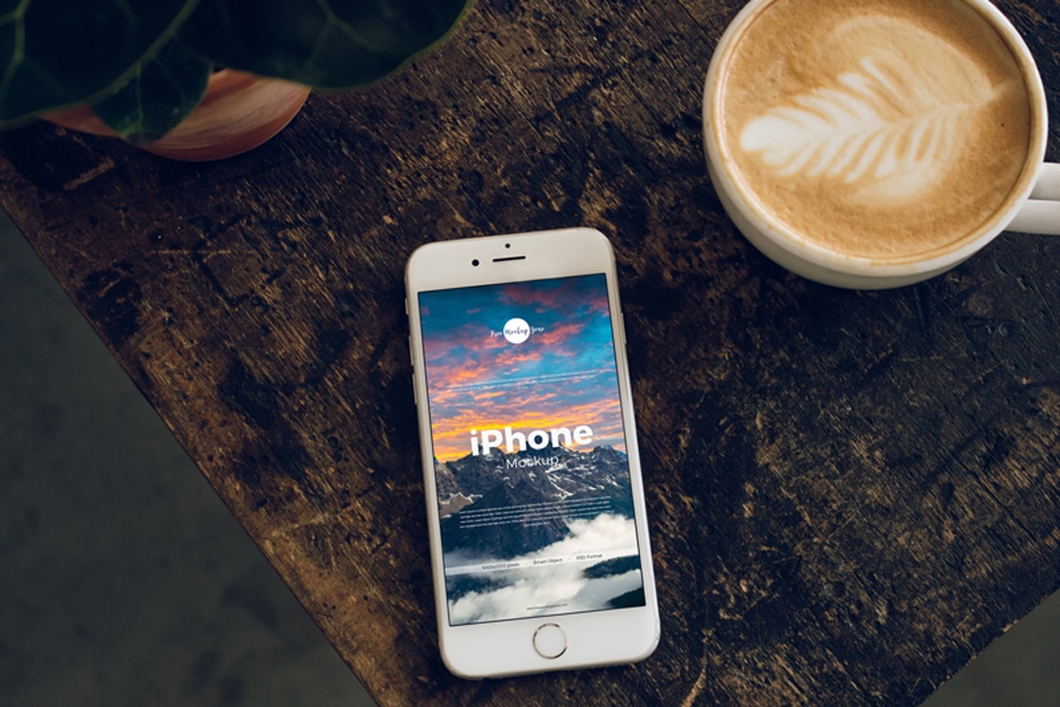 Free IPhone With Coffee Cup Mockup » CSS Author