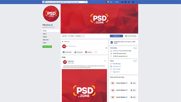 Facebook Page Mockup Template PSD » CSS Author