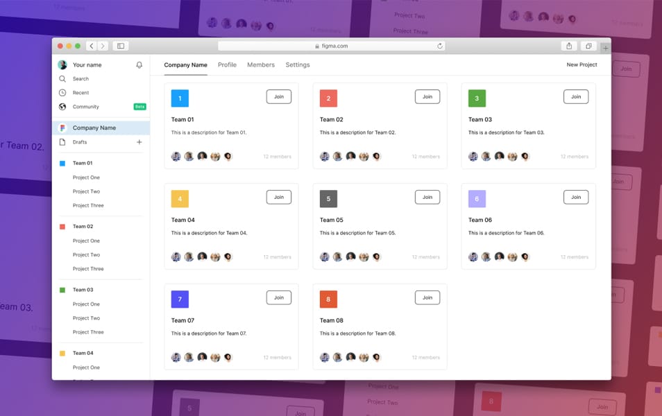 Figma Team & Project Mockup