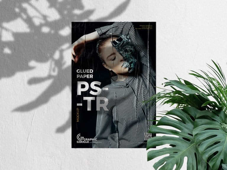 Download Free Glued Paper On Concrete Wall Poster Mockup » CSS Author