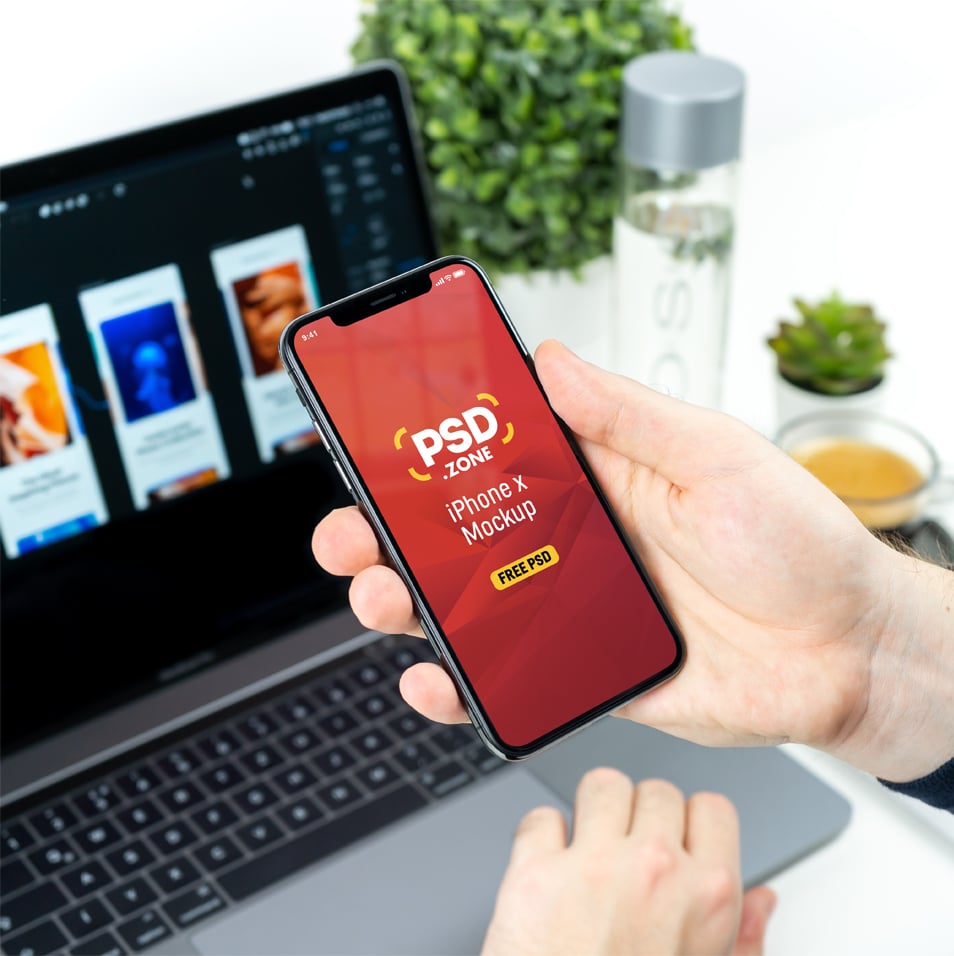 Download Man Holding IPhone X Mockup PSD » CSS Author