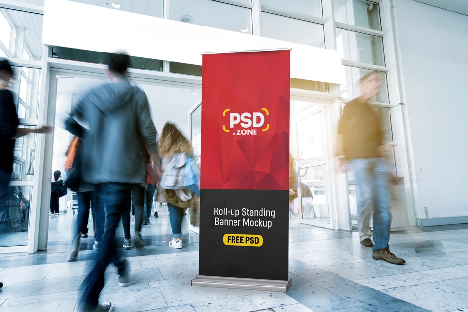 Download Roll-Up Standing Banner Mockup PSD » CSS Author
