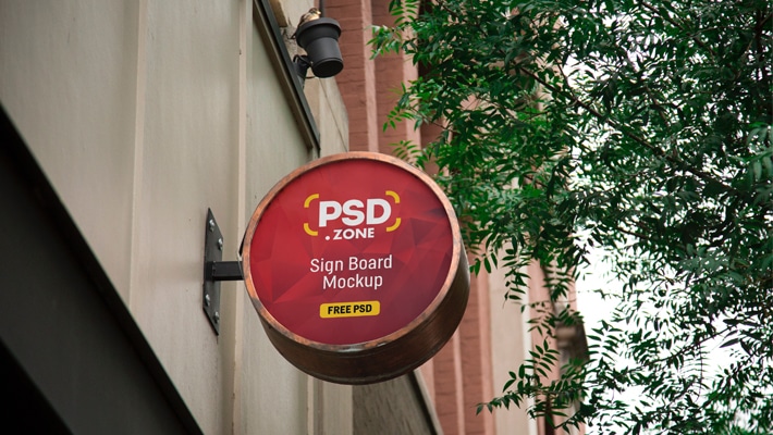 Download Round Wall Mounted Sign Board Mockup » CSS Author