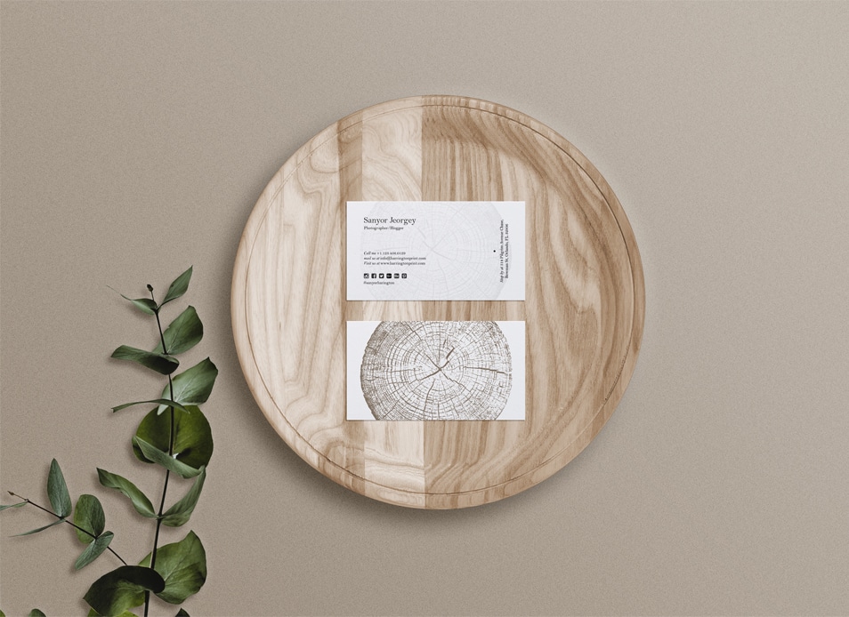 Download Business Card Mockup On Wooden Tray » CSS Author