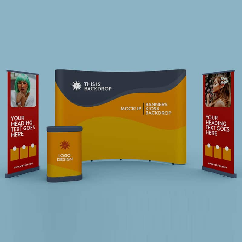 Download Free Exhibition Standing Banner, Kiosk & Backdrop Mockup PSD » CSS Author