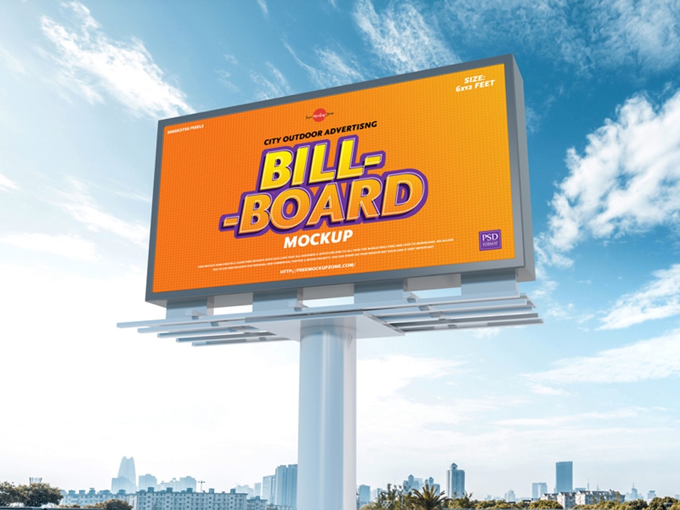 Download Free City Outdoor Advertising 6×12 Feet Billboard Mockup ...