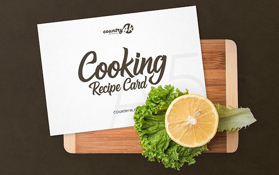 Free Cooking Recipe Card PSD MockUp In 4k » CSS Author
