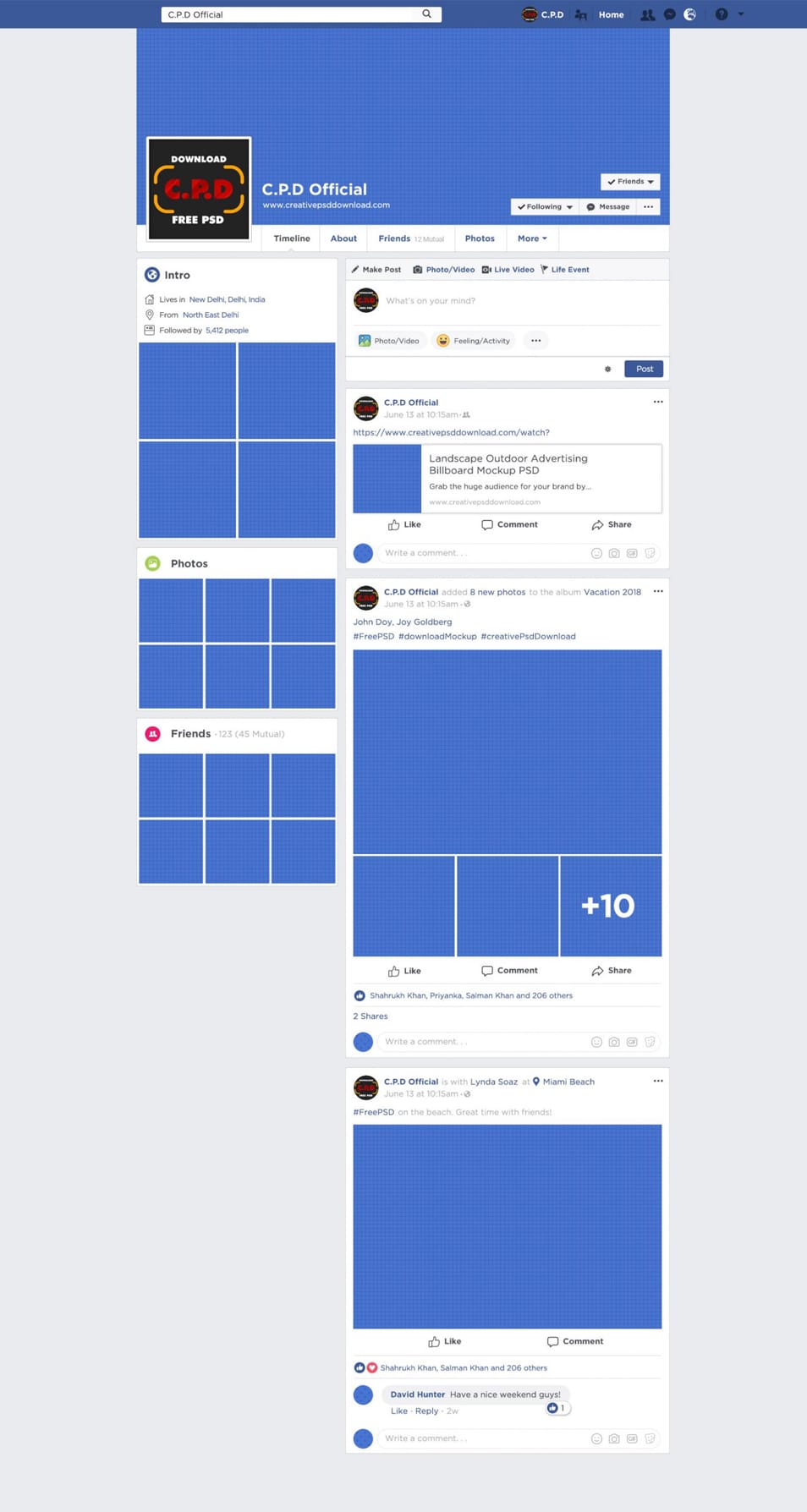 Facebook Page, Cover, Post Mockup Fully Editable PSD » CSS Author