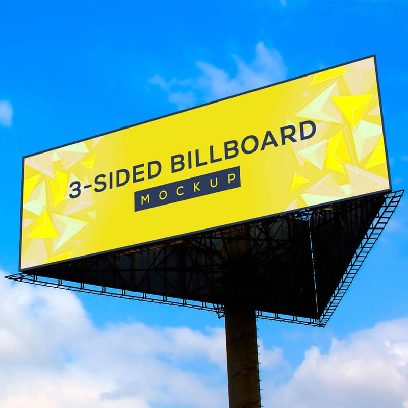 Download Free Triangle / 3-Sided Unipole Billboard Mockup PSD » CSS ...