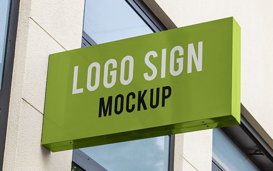 Download Free Hanging Wall Logo Sign Mockup » CSS Author