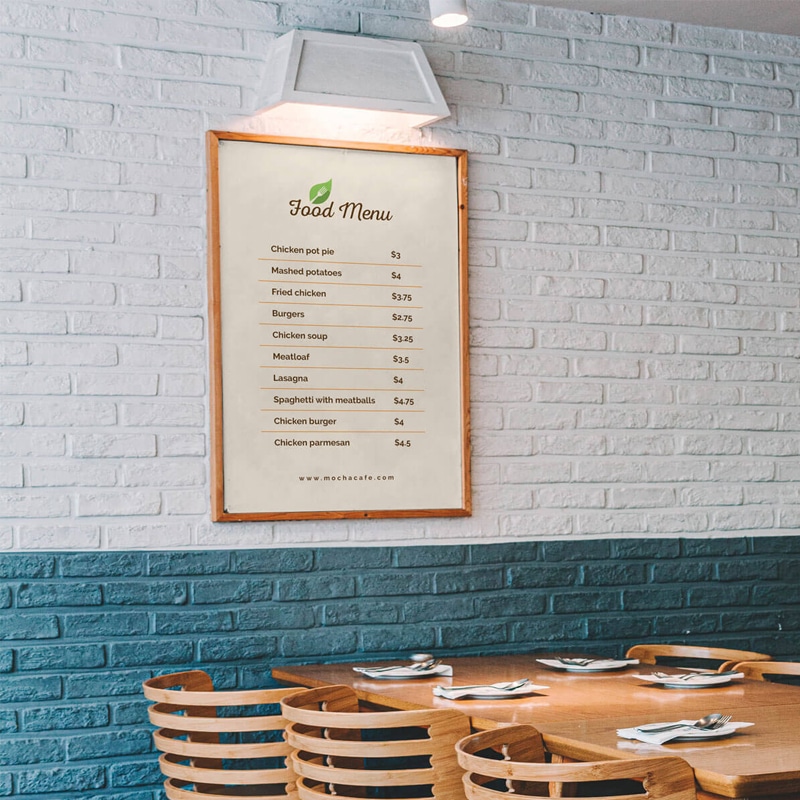 Download Free Wall Framed Food Restaurant Menu Poster Mockup PSD ...