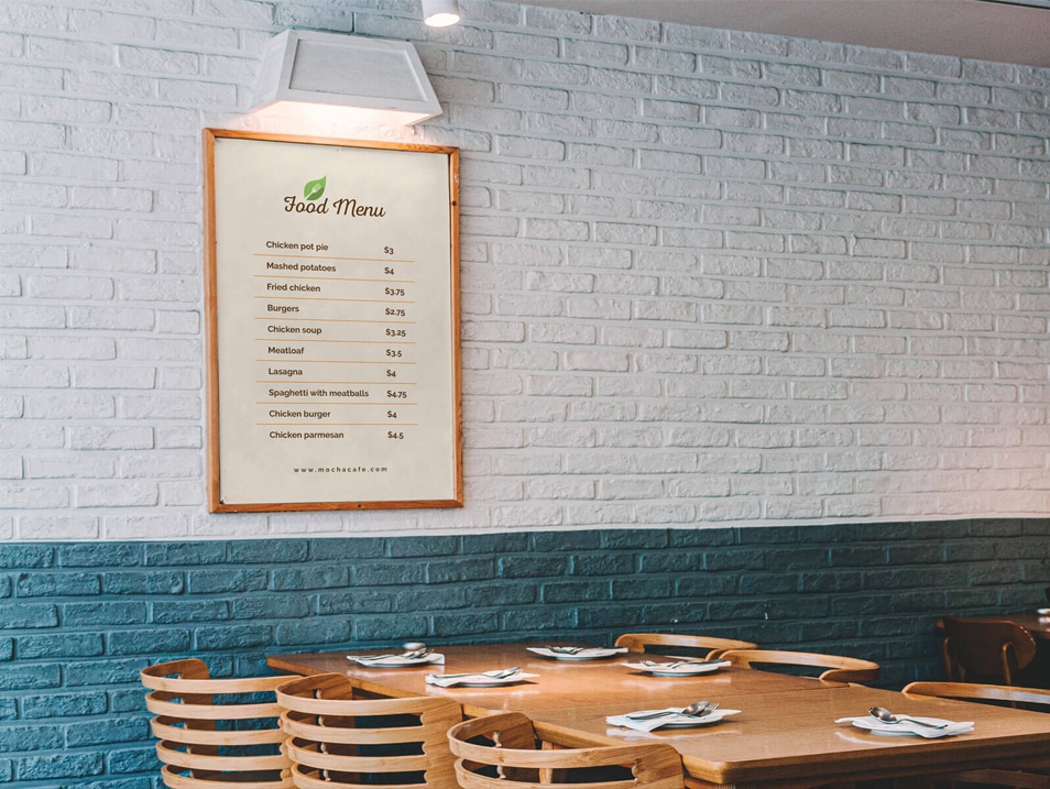 Download Free Wall Framed Food Restaurant Menu Poster Mockup PSD » CSS Author