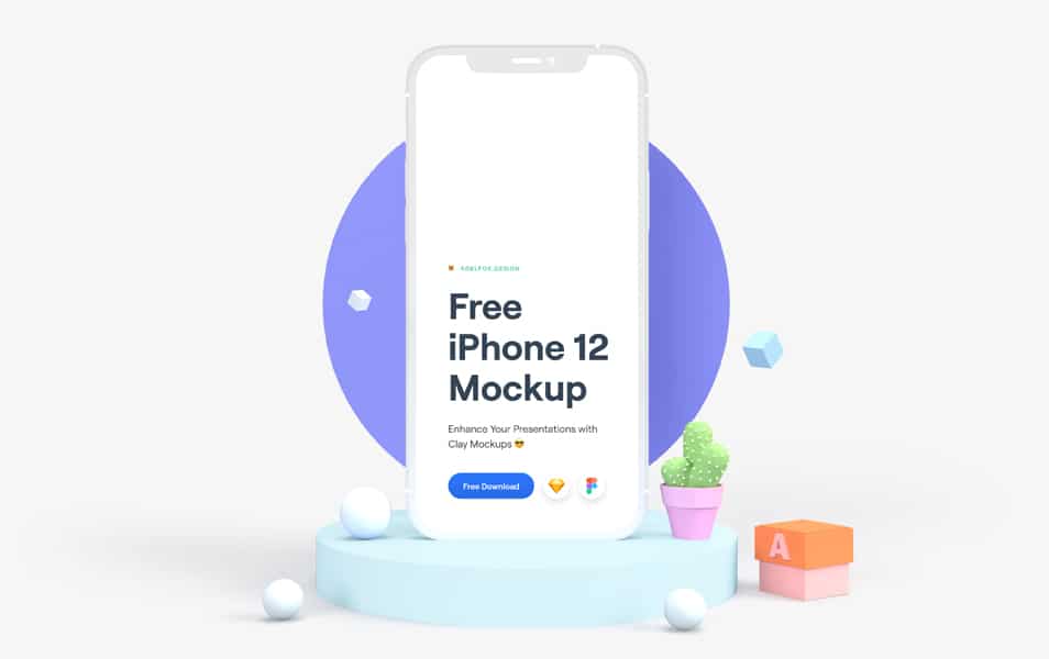 Free iPhone 12 Clay Mockup