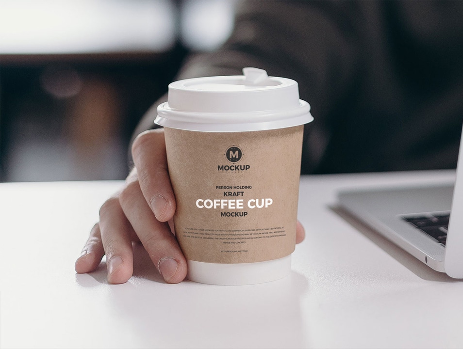 Download Free Person Holding Kraft Coffee Cup Mockup Design » CSS Author