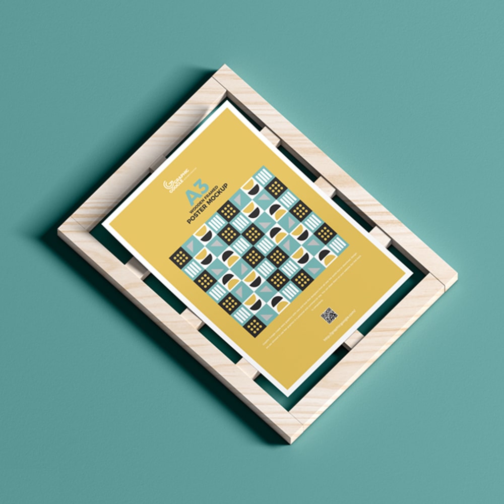 Download Free Wooden Framed A3 Poster Mockup » CSS Author