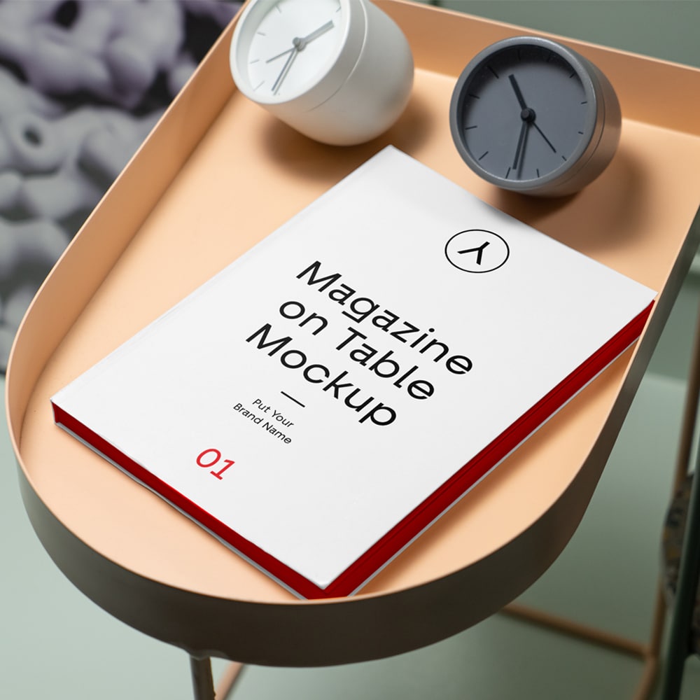 Magazine on table mockup free information