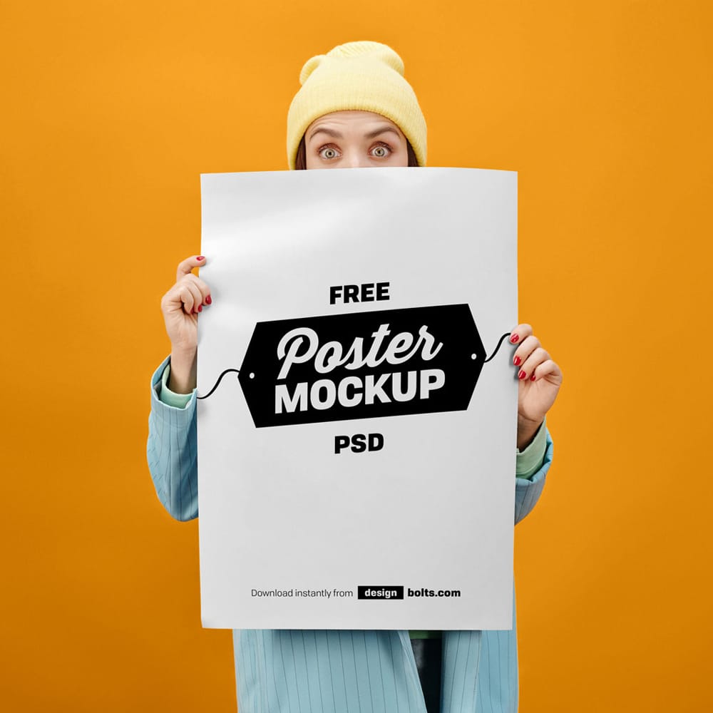 Female Hand Holding Free Poster Mockup PSD » CSS Author