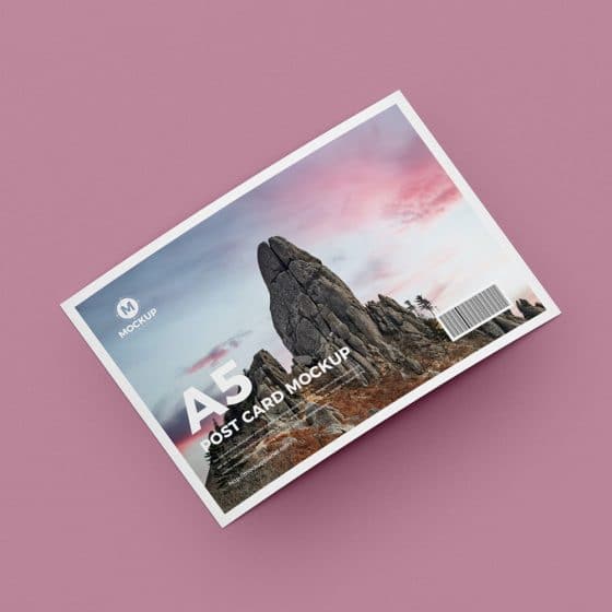 Download Free Curved A5 Post Card Mockup » CSS Author