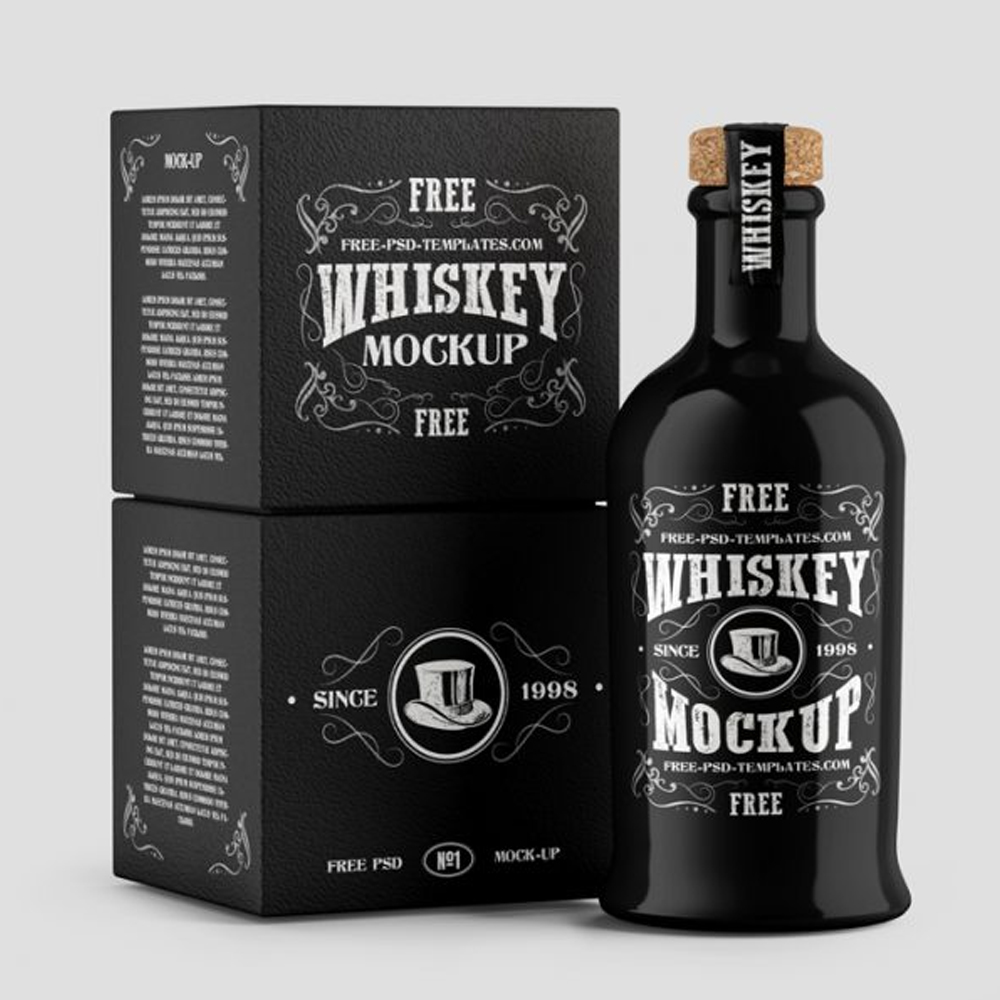 Download Free Whiskey Bottle With Box Mockups In PSD » CSS Author